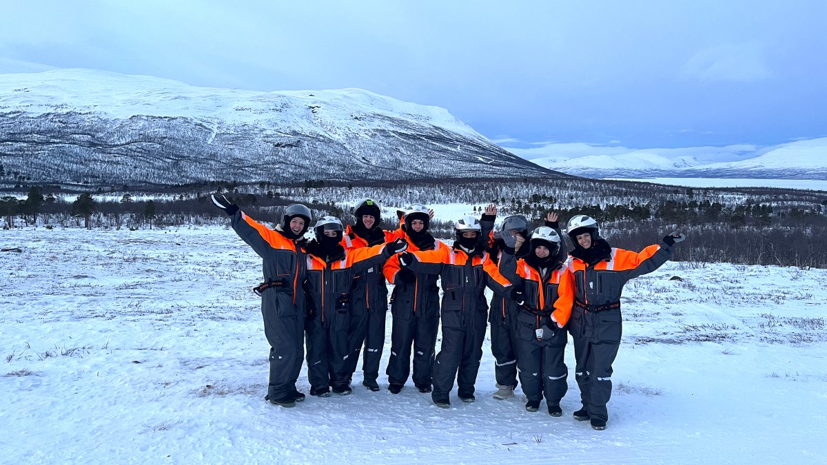 Students in the snow