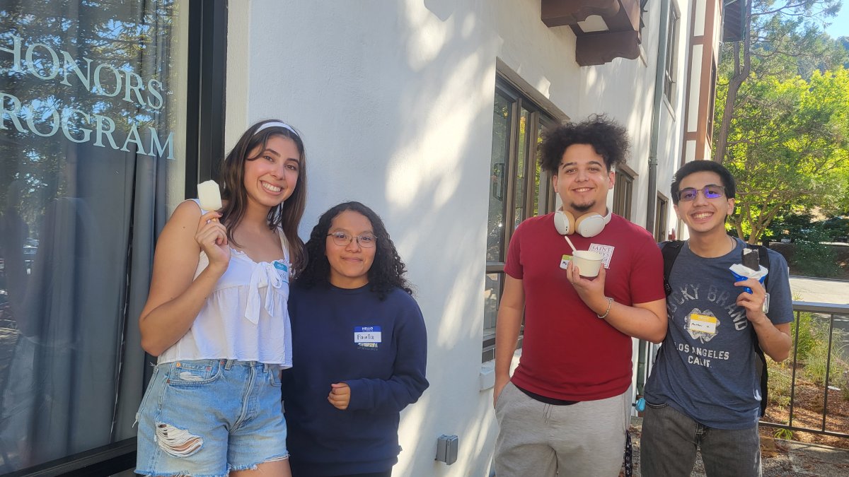 Students eating ice cream